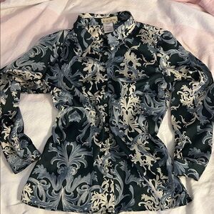 Women's Blue and White Blouse